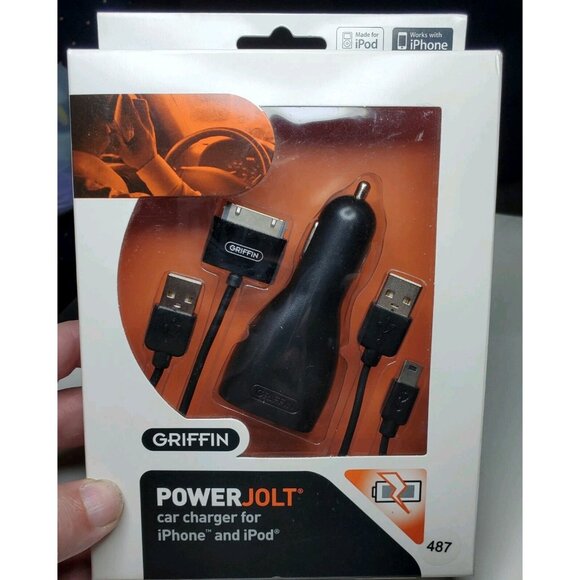 Griffin Powerjolt 2007 Apple iPhone & iPod Car Charger Kit NEW NOS 487 Itunes - Picture 1 of 12
